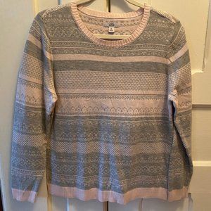 Croft & Barrow Pink/Gray LS Sweater XL